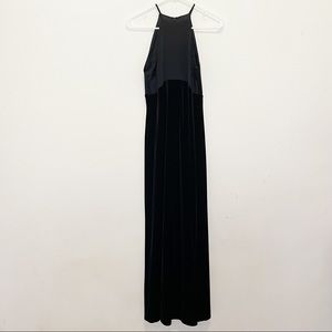 Vintage 90s Laundry Shelli Segal Black Satin Velvet Sleeveless Gown Dress Size 4
